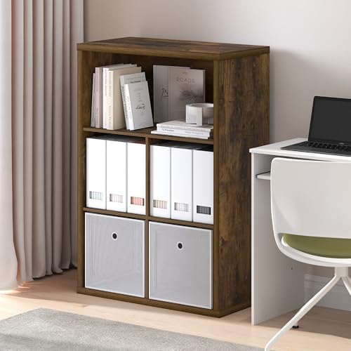 Furinno Cubicle Book Shelf, 5-Cube Bookshelf, Extra Thick Frame Cube Storage Organizer Bookcase with Closed Back, 15.3 x