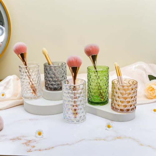 DASITON Glass Makeup Brush Holder, Bathroom Toothbrush Holders, Desk Pen Pencil Holder, Vintage Makeup Brush Cup, Multif