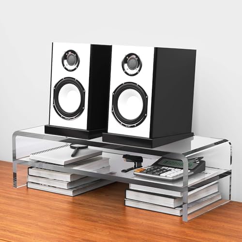 Egchi Acrylic Monitor Stand,2 Tiers Computer Monitor Riser(18x8x5.5 inches),Computer Stand/Monitor Riser for Office,Scho