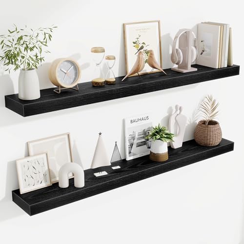 Fun Memories Floating Shelves 48 Inch, Extra Large Wood Shelf Set of 2, Hanging Wall Shelves for Bathroom, Living Room, 