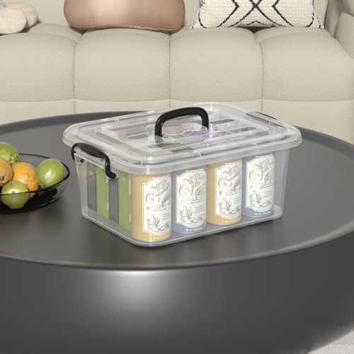 8 L Clear Plastic Storage Latch Container Box with Handle, 2-Pack
