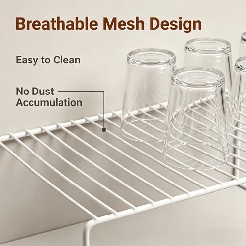 iPEGTOP Kitchen Cabinet Storage Shelf Rack, Set of 2 Large (15.7 x 9.4 Inch) Rustproof Metal Wire Shelves Spice Shelf Ra