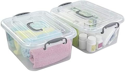 Kekow 2-Pack Clear Storage Latch Box, Plastic Containers with Lids, 8 L
