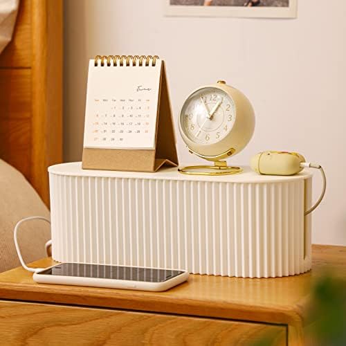 FABROK Cable Management Box, Plastic Cord Hider Box, Small, White