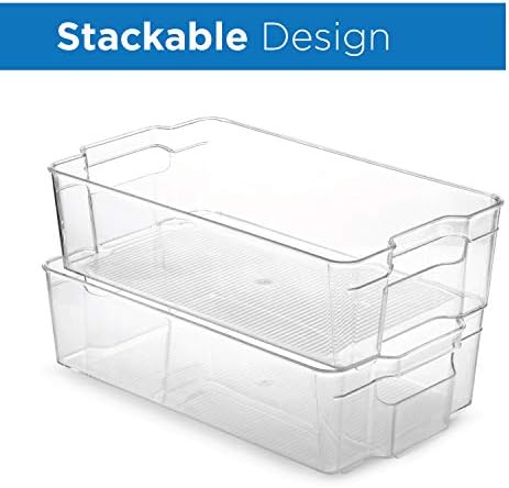 Set Of 8 Refrigerator Pantry Organizer Bins - Clear Food Storage Baskets for Kitchen, Countertops, Cabinets, Fridge, Fre