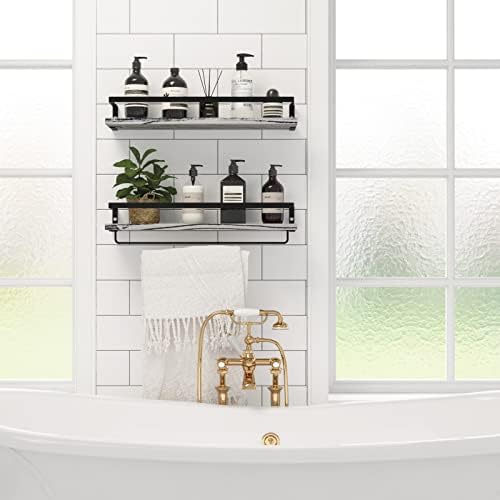 Floating Shelves for Wall, Bathroom Shelves with Towel Bar, Wall Mounted Storage Shelves for Kitchen, Bathroom, Set of 2