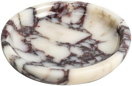 DUANYAN 5.5" Marble Jewelry Tray for Vanity, Small Marble Trinket Dish Tray