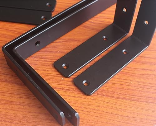 24 Pack - L 11" x H 6" x W1.5, 5mm Thick Black L Shelf Bracket, Iron Shelf Brackets, Metal Shelf Brackets, Floating Shel