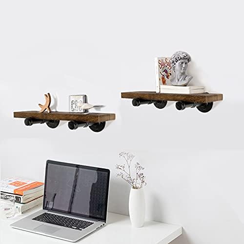 3/4" Industrial Black Iron Pipe Shelf Brackets, Rustic Wall Mounted DIY Shelving Brackets Hanging Custom Pipe Brackets f
