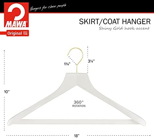 MAWA by Reston Lloyd, European Wooden Hanger, Beech Wood Body Form Hanger with Wide Supportive Shoulders, Rotating Hook,