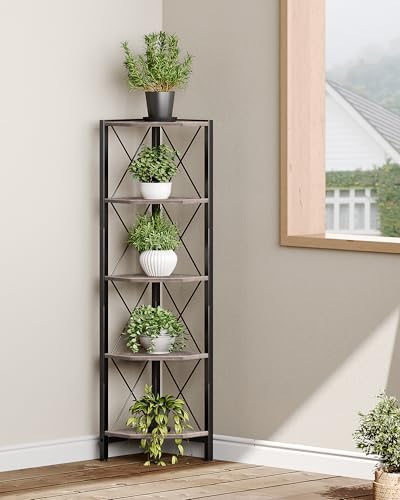 CHOEZON 5-Tier Corner Shelf, Corner Bookcase, 55.2" Tall Vertical Display Rack, Plant Stand, Open Storage Shelf, for Liv