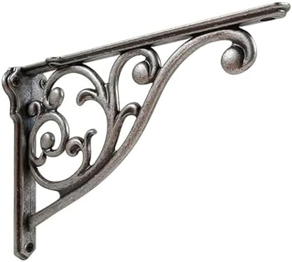 Ornate Decorative Shelf Brackets 10 inch Small Wall Mounted Shelving Bracket 4 Pack Antique Pewter Vintage Shelf Bracket