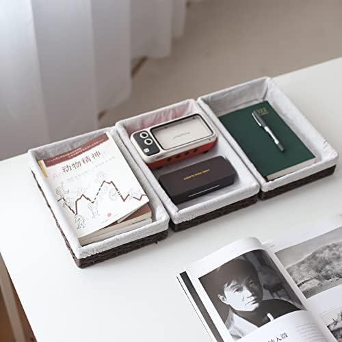 3Pcs Paper Rope Woven Storage Baskets, Delicate Storage Box for Shelves/Bathroom/Kitchen/Living Room/Office Desk/Bedroom