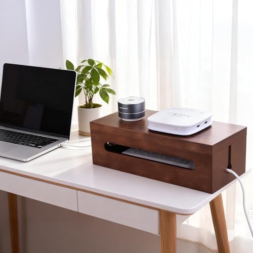 Cable Management Box, Solid Wood Cord Hider, Large Wire Organizer