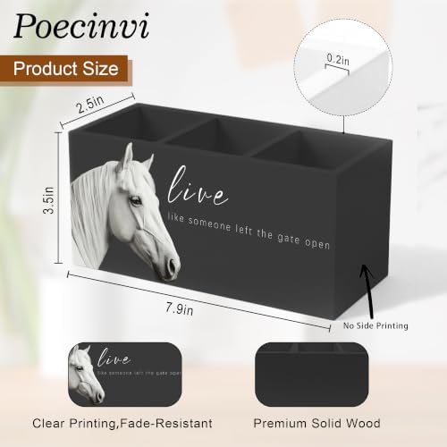Farmhouse White Horse Pen Holder for Home Office Desk