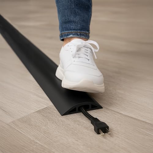 Electriduct D-2 Rubber Duct Cord Cover - Pack of 2X 36 Inch (3 Feet) Pieces = 6 Feet Black Floor Cable Protector