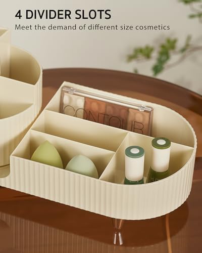 Syntus Makeup Organizer Countertop, Rotating Makeup Brush Holder Large Capacity Cosmetic Display Cases, Spinning Storage