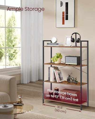 VASAGLE 4-Tier Bookshelf, Bookcase with Shelves, Storage Shelf, Living Room