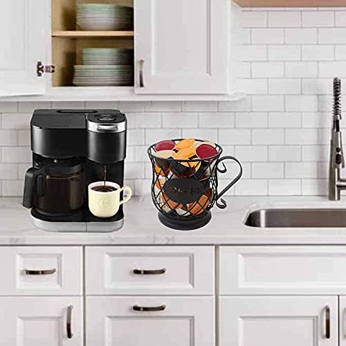 Coffee Pod Holder Mug Shape Multi Use K Cup Holder Coffee Station organizer Storage Wire Basket Food Storage for Counter