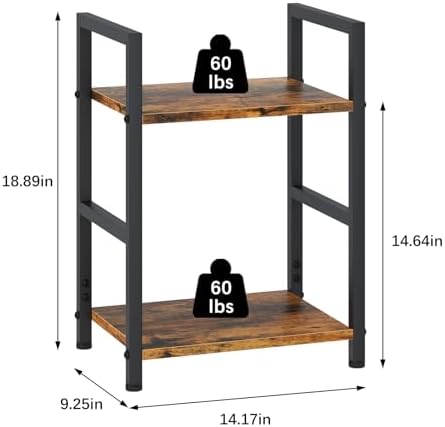 Small Bookshelf for Small Space, 2 Tier Industrial Bookcase,Narrow Book Case Storage Organizer Book Shelf for Living Roo