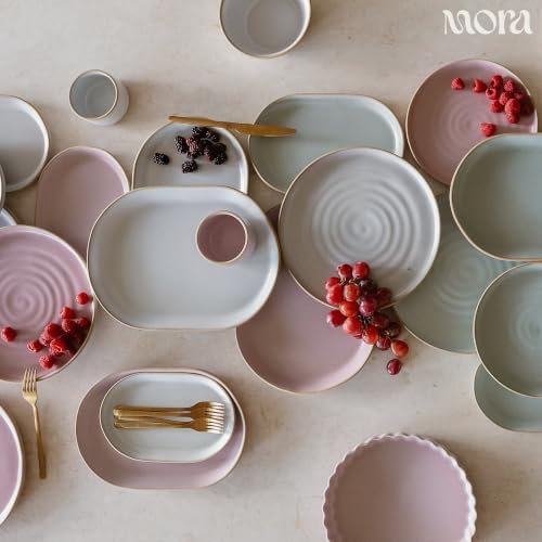 Mora Ceramic Decorative Tray - 9.4in Dish for Jewelry, Perfume, Makeup, Accessories, Candle, in the Bathroom Vanity, Bed