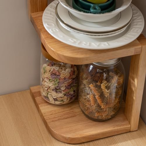Corner Shelf Stand Desk Organizer,26.8" H Rubberwood Brown Rack for Small Spaces, Bedroom,Home Office,Kitchen,Bathroom (