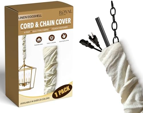 Royal Designs, Inc. Cord & Chain Cover 4 ft Silk Type Fabric, Chandelier Pendant Lighting Chain & Cable Management, Touc