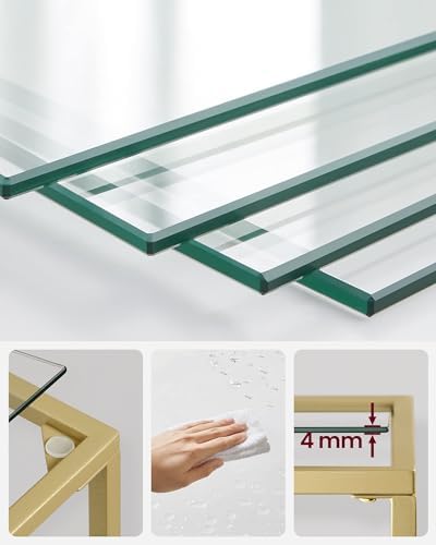 VASAGLE Bookcase Bookshelf, Tempered Glass Bookshelves, Steel Frame