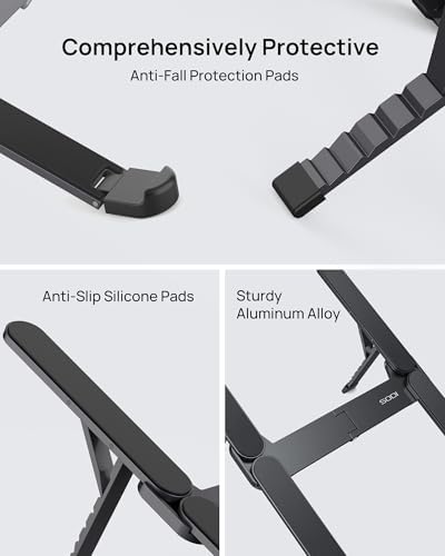 SODI Ultra Compact Foldable Laptop Stand - Portable Laptop Holder for Desk & Travel Use, Ergonomic Aluminum Computer Hol