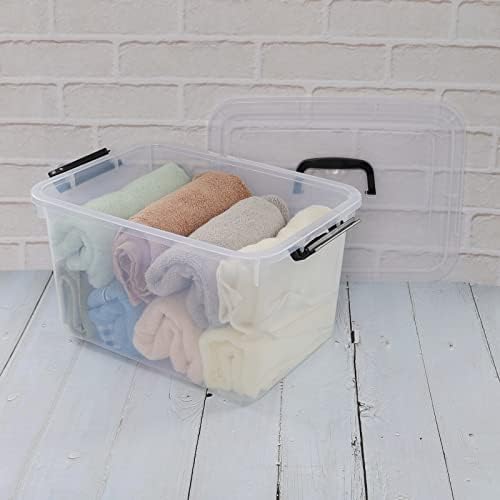 5 Liter Clear Storage Box, 4-Pack Plastic Latching Box with Lid