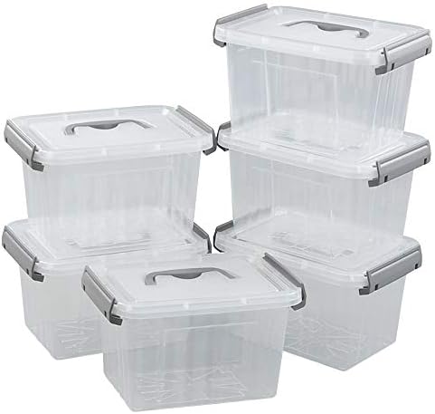 Pekky 3.5 Quart Clear Plastic Lided Storage Bins, Small Storage Box 6 Packs