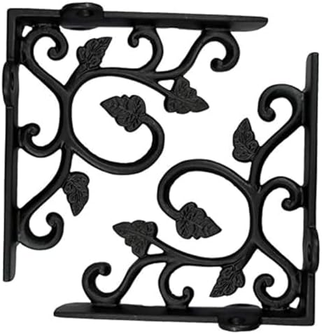 Adonai Hardware Meshezaheel Antique Iron Shelf Bracket (Supplied as 2 Pieces per Pack) - Black Powder Coated