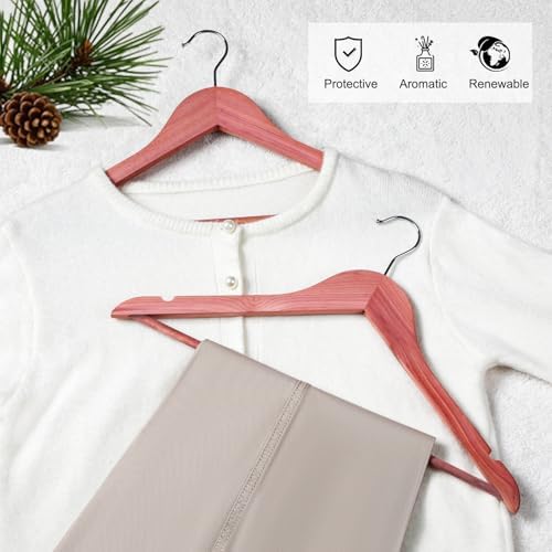 TOPIA HANGER American Red Cedar Wooden Clothes Hangers for Closet 10 Pack