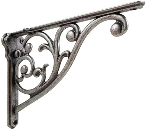 Ornate Decorative Shelf Brackets 12 inch Small Wall Mounted Shelving Bracket 4 Pack Antique Pewter Vintage Shelf Bracket