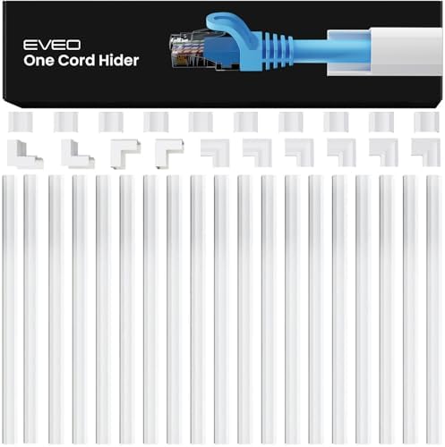 EVEO Cable Hider - 300” One-Cord Cable Raceway Wire Hider for Cable Concealer Cord Hider Cord Cover Wall Cable Hider. Wi