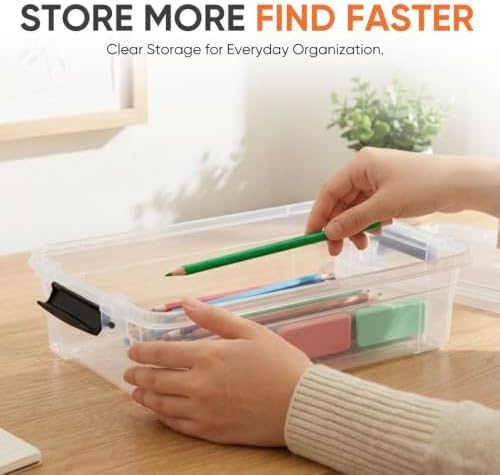 Superio 2.3 Quart Clear Plastic Storage Containers with Lids, Stackable Organizer Bins, BPA-Free Storage Boxes for Home,
