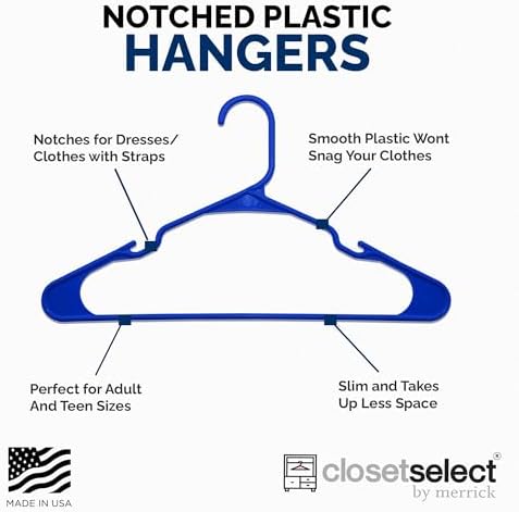 Closetselect Plastic Hangers 50 Pack - Space Saving Clothes Hangers, Made in USA, Durable & Strong Plastic Shirt & Coat Hanger with Notches & Shoulder Grooves, Non-Slip Clothing Hangers | Royal Spice