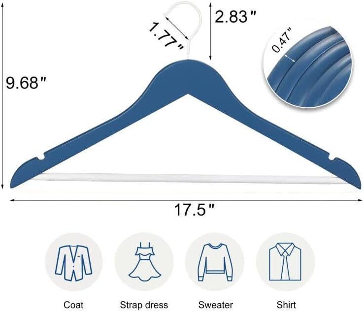 TOPIA HANGER Premium Wooden Hangers 16 Pack Blue/White Coat Hangers