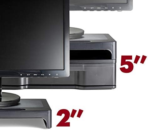 Officemate 2200 Series Monitor Stand with Security Drawer - Executive Monitor Riser and Desk Organizer, 13-1/8" x 9-7/8"