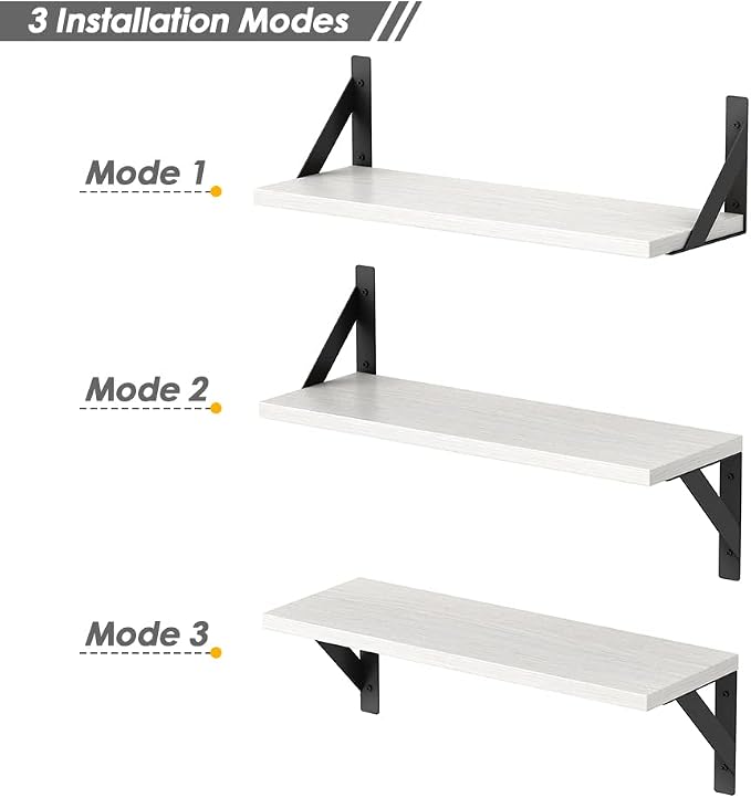 Forbena White Floating Shelves for Wall Decor Set of 3, 17 x 6 Inches Bathroom Shelf Over Toilet, Small Modern Mounted Shelves for Kids Bedroom Nursery Office Living Room Books Picture Frames