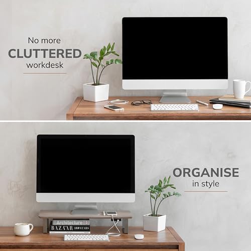 Anji Mountain Monitor Stand for Desk - Desktop Organizer & Laptop Riser, Ergonomic Monitor Riser, Space-Saving, Durable,
