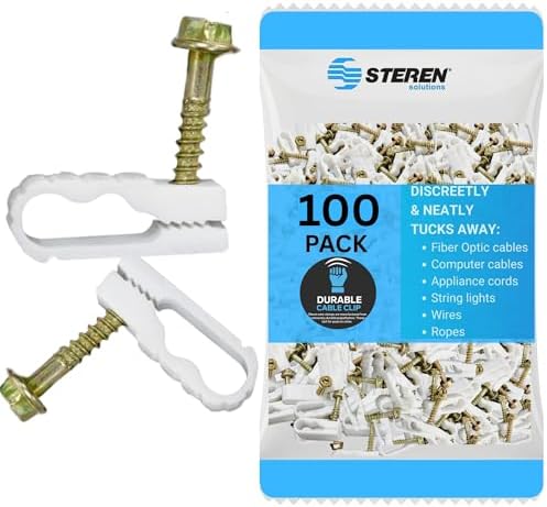 STEREN Coaxial Cable Clips - Cable Holder - Wire Clips - Siding Clips for Hanging - Cord Holder for Desk - Cable Clamps 