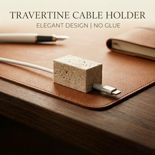 Travertine Cord Holder-Cable Organizer for Desktop, Nightstand