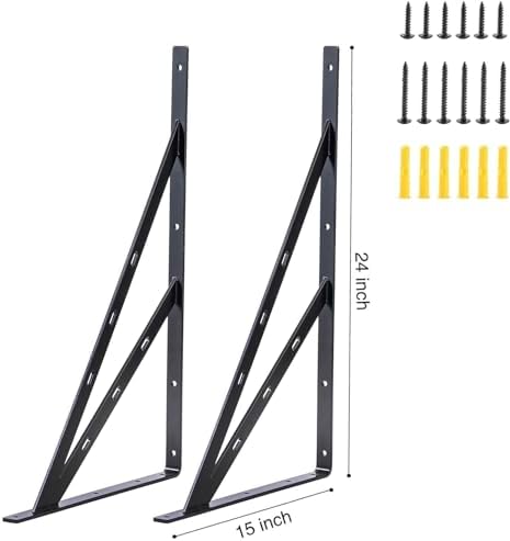 24 inch x 15 inch Heavy Duty Shelf Bracket ，Shelf Bracket 4-Pack 24" Floating Shelf Brackets Corner Brace Joint Right An