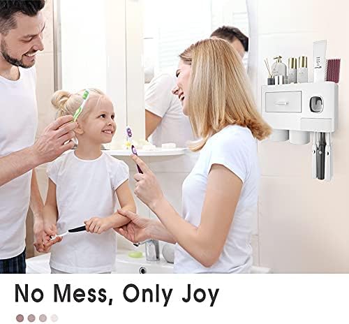 iHave Toothbrush Holders Wall Mounted with Toothpaste Dispenser & 2 Cups