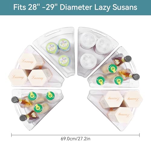 Oubonun Lazy Susan Cabinet Organizer Bins for Kitchen 6 Pack, 1/8 Wedge