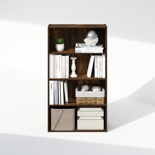 Furinno Simple Book Shelf, 4-Tier Bookshelf, Bookcase with Open Shelf, 9.4 x 23.6 x 41.7, for Living Room, Bedroom, Home