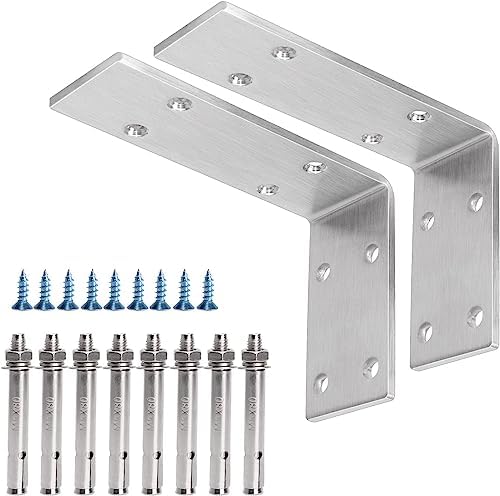 YUMORE Countertop Support Bracket, Heavy Duty 5mm L Bracket, 6 x 4 x 2 Inch