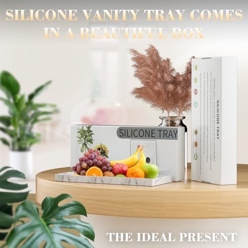 BBK 2PC Countertop Vanity Tray 7.8" & 11.8" Set Bathroom Tray Silicone