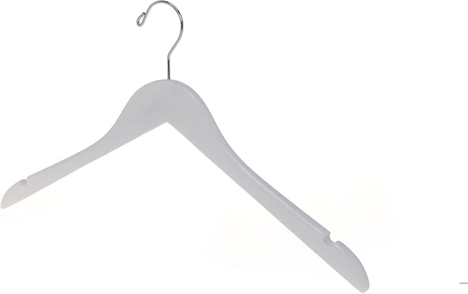 Quality Semi Curved White Wooden Suit Hangers, 80-Pack Smooth Finish Solid Wood Coat Hanger with Swivel Hook, Jacket, Pant, Dress Clothes Hangers White, 80